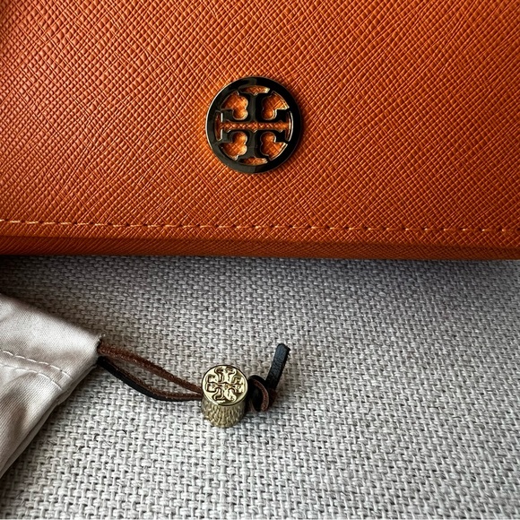 TORY BURCH Orange Glasses Case and Soft Drawstring Bag - Picture 2 of 5